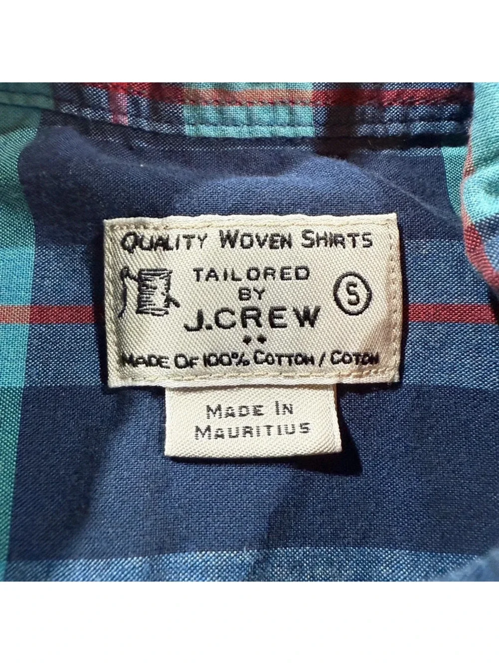 J. Crew Long Sleeve Button Down Plaid Blue Green Red 100% Cotton Size S